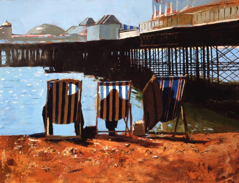 Painting 'Brighton Deckchairs' by Jeremy Sanders