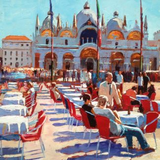 Painting 'Red Chairs, Venice' by Jeremy Sanders