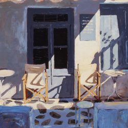 Painting 'Chairs, Mykunos' by Jeremy Sanders