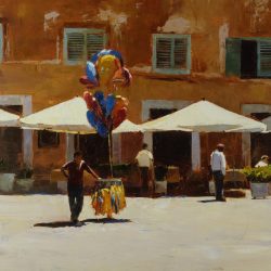 Painting 'Balloon Seller, Rome' by Jeremy Sanders