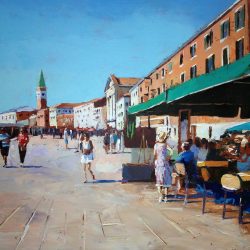 Painting 'Quayside, Venice' by Jeremy Sanders