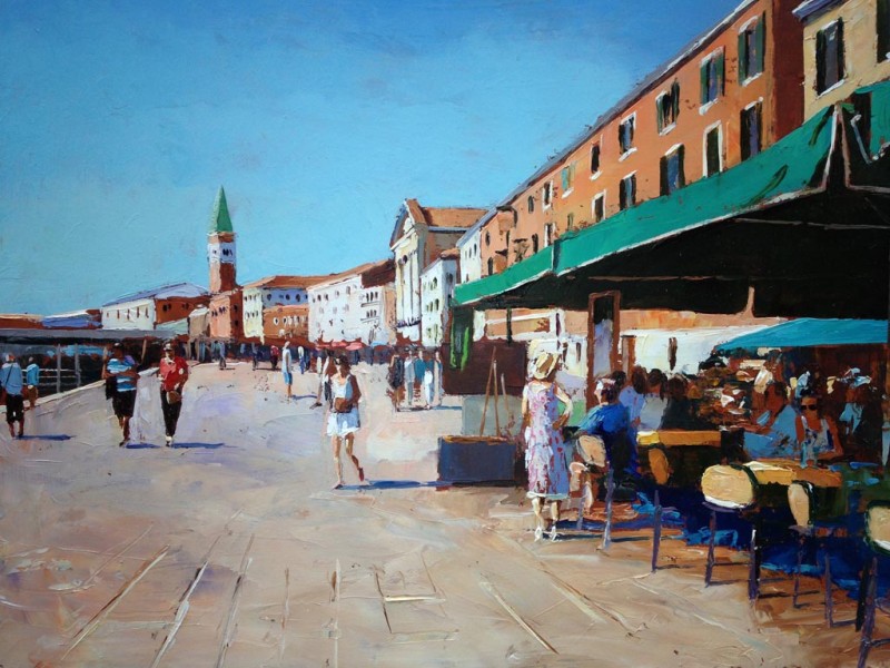 Painting 'Quayside, Venice' by Jeremy Sanders