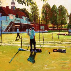 Painting 'Padding Up, Eton' by Jeremy Sanders