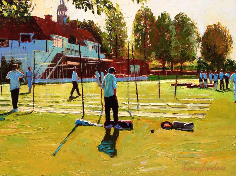 Painting 'Padding Up, Eton' by Jeremy Sanders