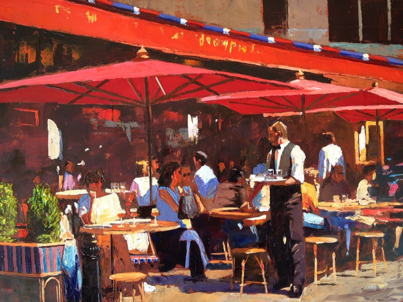 Painting 'Afternoon Drinks, Paris' by Jeremy Sanders