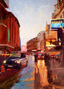 Painting 'Taxi Shaftesbury Avenue' by Jeremy Sanders