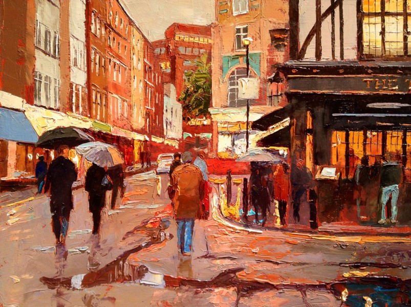 Painting 'Old Compton Street' by Jeremy Sanders