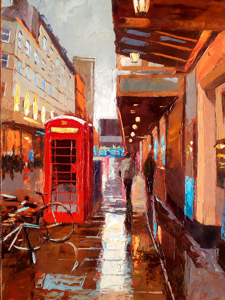 Painting 'Off Shaftesbury Avenue' by Jeremy Sanders