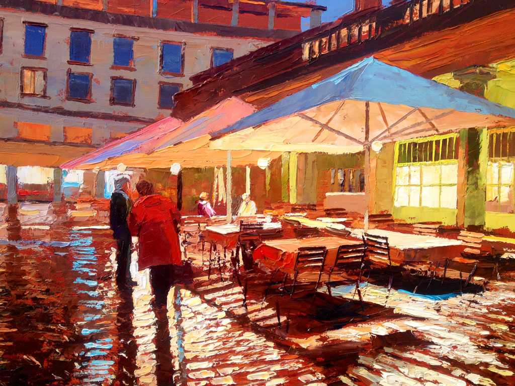 Painting 'Covent Garden Reflections' by Jeremy Sanders