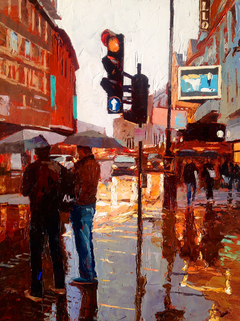 Painting 'Catching a Cab' by Jeremy Sanders